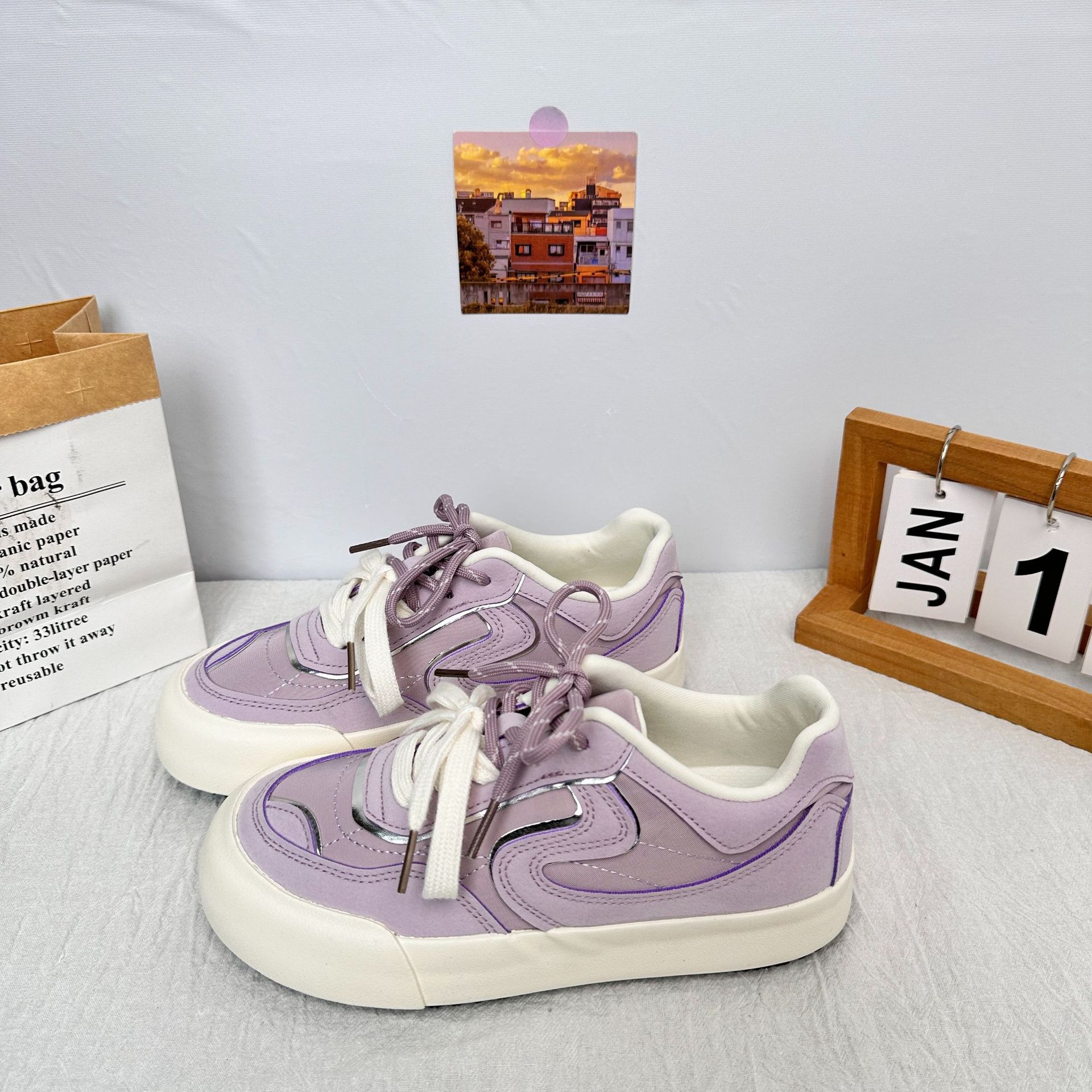 6636 plantillas de látex/zapatos de entrenamiento alemanes de suela gruesa retro zapatos de mujer 2025 nuevos zapatos casuales pequeños zapatos blancos zapatillas de deporte image 5