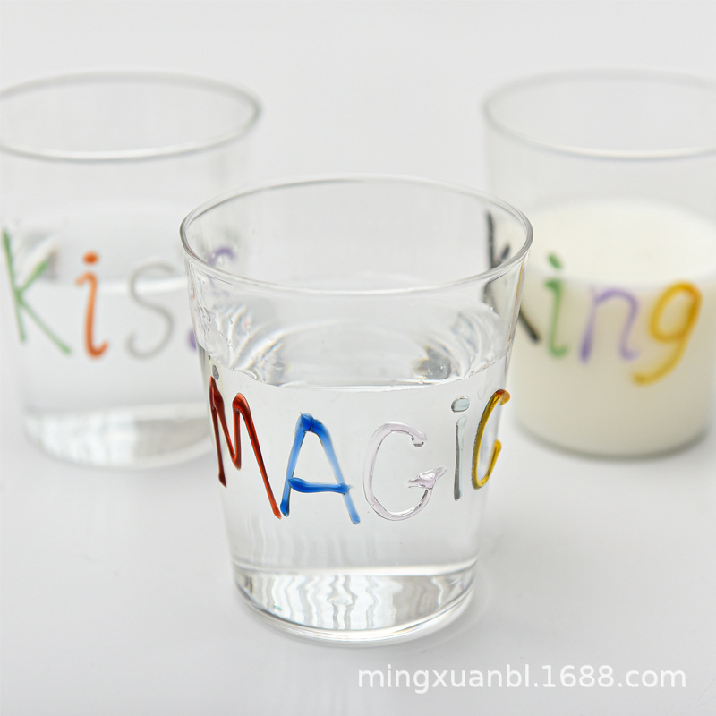 Pintado a mano de letras de colores graffiti vidrio ins borosilicato de vidrio resistente al calor taza de jugo taza de café taza de leche