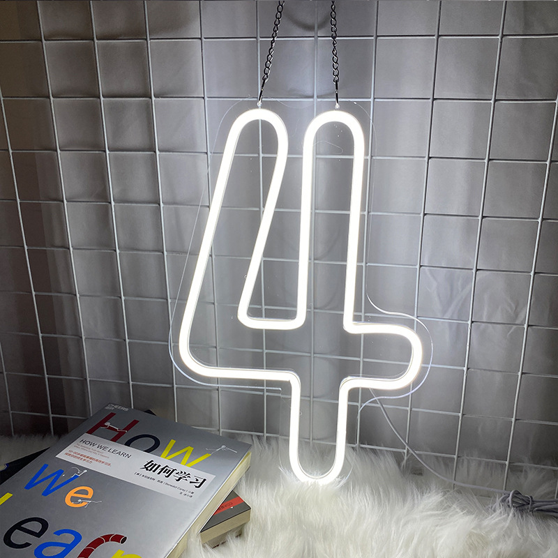 LED luminoso neón luz de modelado digital fiesta de cumpleaños decoración de lámparas de fiestas habitaciones pared LED atmósfera luz