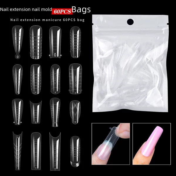 Cross-border nail nail mold crystal extension paperless holder fast phototherapy extension nail piece 60 pieces bag extension glue suit