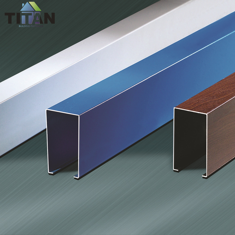 Rejilla de aluminio decorativa con revestimiento cuadrado de aluminio de grano de madera curvo, tubo en forma de U ondulado, techo, techo de forma especial, cuadrado de aluminio