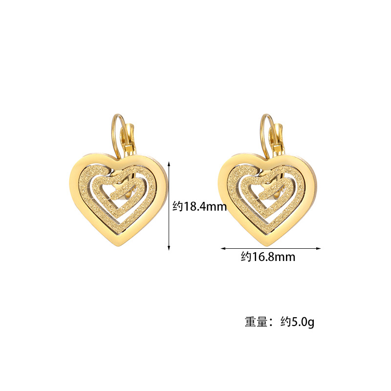 Hollow Heart Titanium Steel Geometric Earrings Wholesale display picture 1