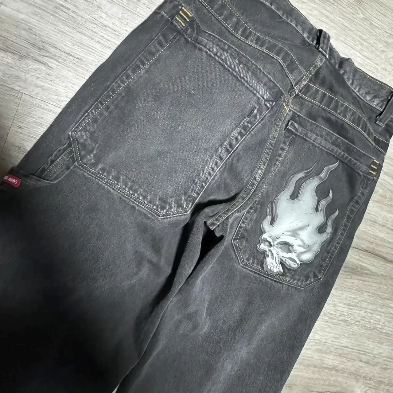 Джинсы (JNCO) мужские Harajuku хип‑хоп ретро с черепом, уличный Y2K стиль