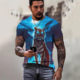 Men's 3D digital gold dollar symbol pattern round neck and short sleeve T-shirt, summer casual fashion