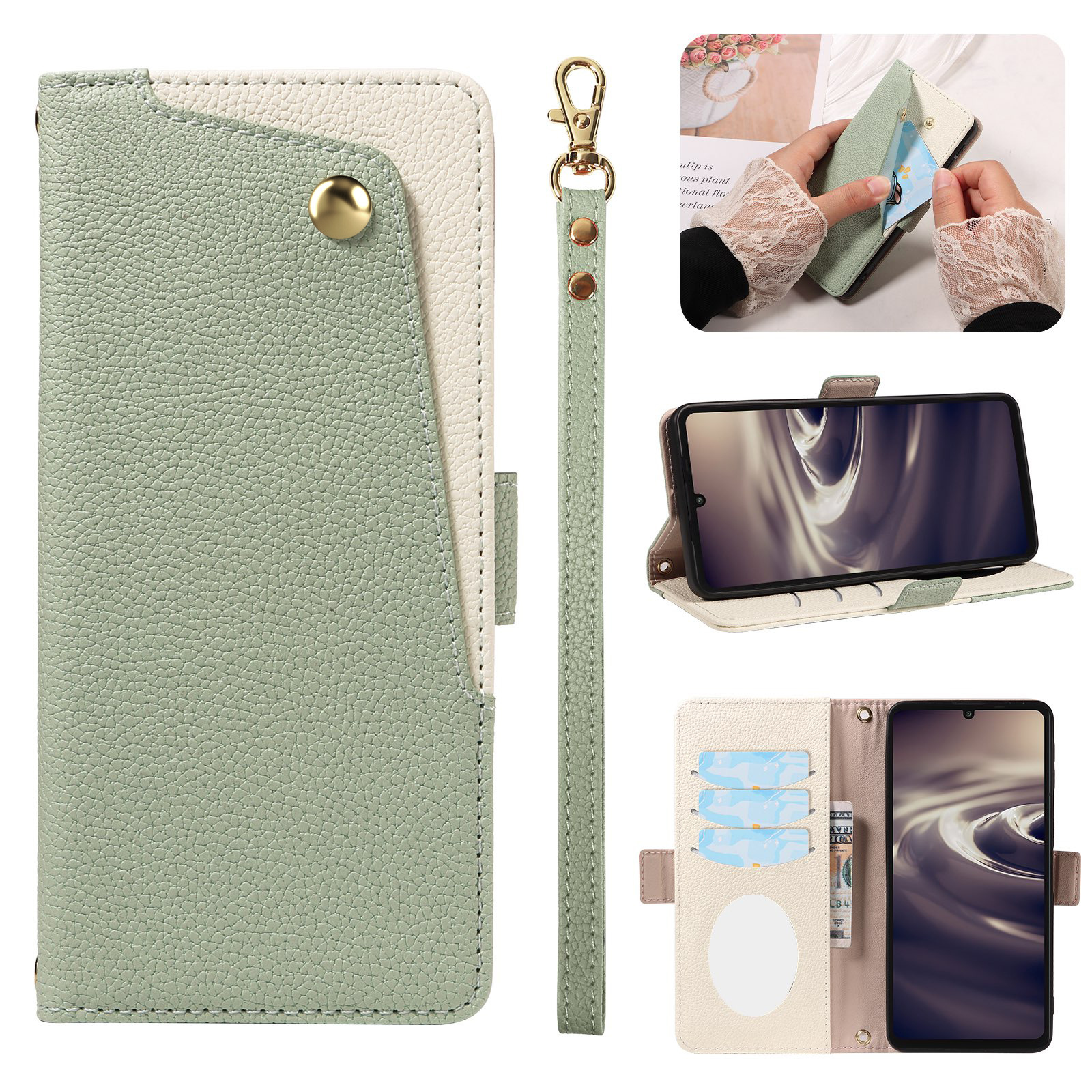 适用夏普Sense10手机壳Arrows WE2手帐型皮套Wish5镜子翻盖保护套