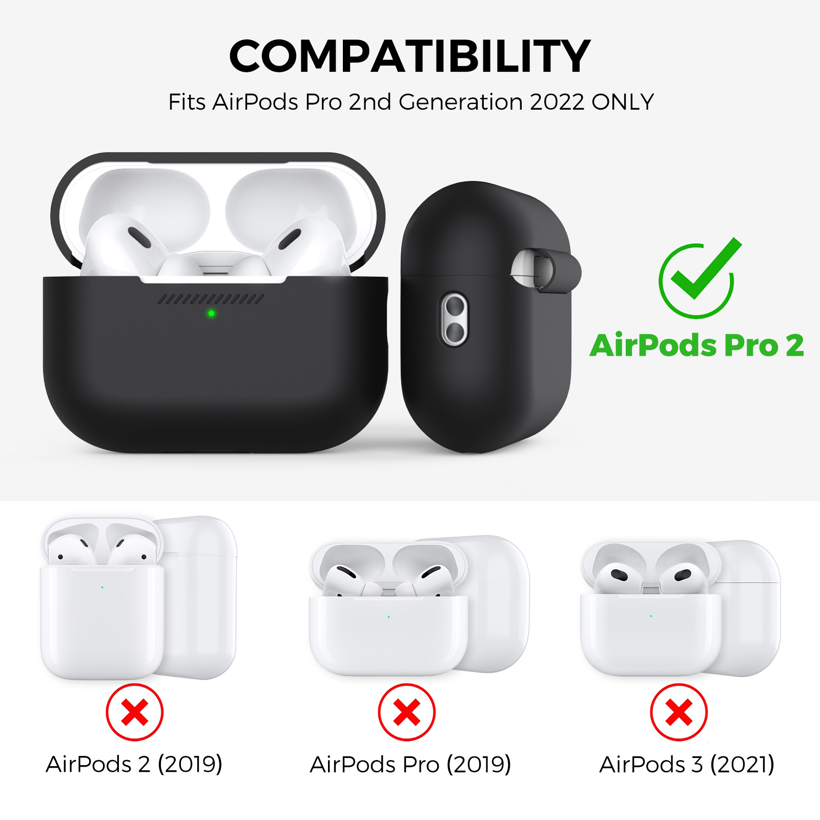 Adecuado para Apple auriculares AirPods Pro 2 de silicona de una sola pieza de protección Shell Pro Segunda Generación anti-perdida con cordón Shell