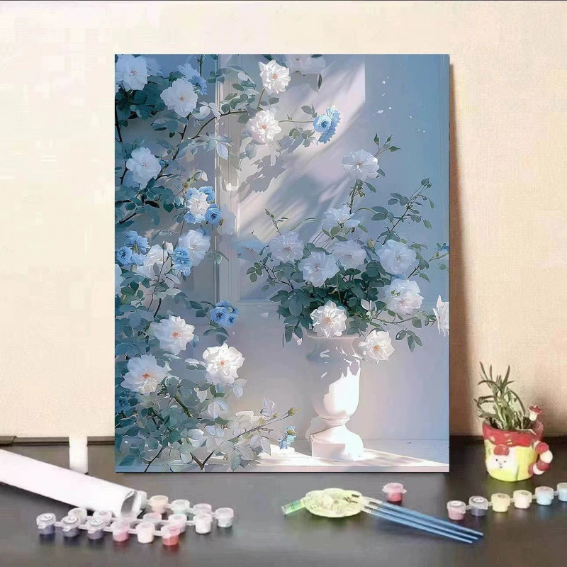 Pintura al óleo digital DIY paisaje floral pintada a mano pintada al óleo pintada decoración de la sala de estar pintada colgante de alta calidad pintura descomprimida image 37