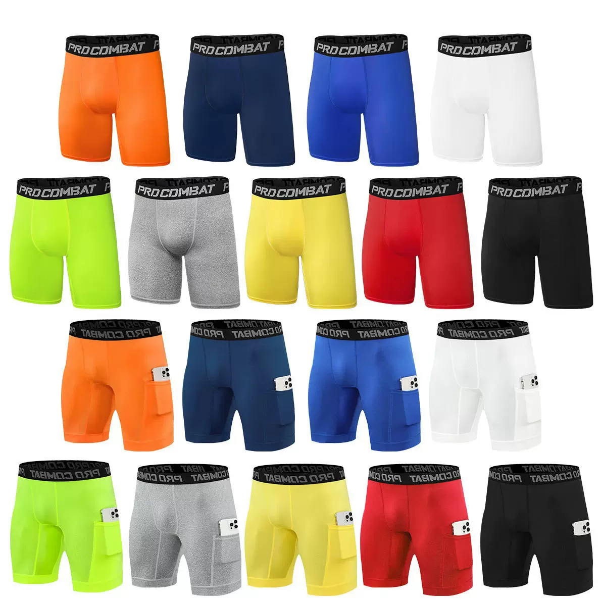 紧身裤男篮球健身田径五分裤高弹速干运动短裤训练跑步口袋打底裤