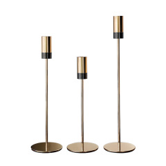 跨境歐式簡約金屬雙色燭台鐵藝單頭多用輕奢金色蠟燭台裝飾品擺件