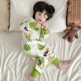 Baby Split-Leg Sleeping Bag Spring and Summer Thin Pure Cotton Type a Baby All-Season One-Piece Pajamas for 1-6 Years Old