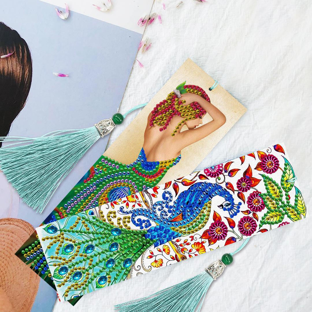 Suministro exclusivo transfronterizo de accesorios para pintura de diamantes, marcapáginas de bordado de diamantes hechos a mano, diamantes de formas especiales con borlas, juego de varias piezas