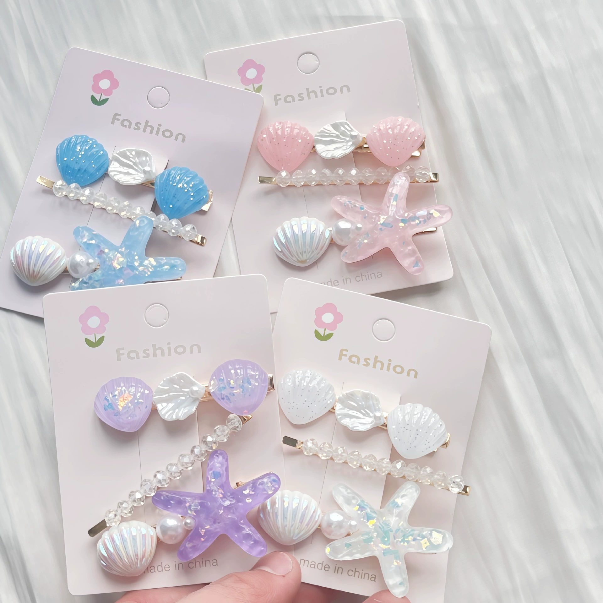 Красочная заколка для волос в виде морской звезды, универсальная заколка для волос в форме ракушки, зажим BB, милый аксессуар для волос, летняя высококачественная женская боковая заколка.