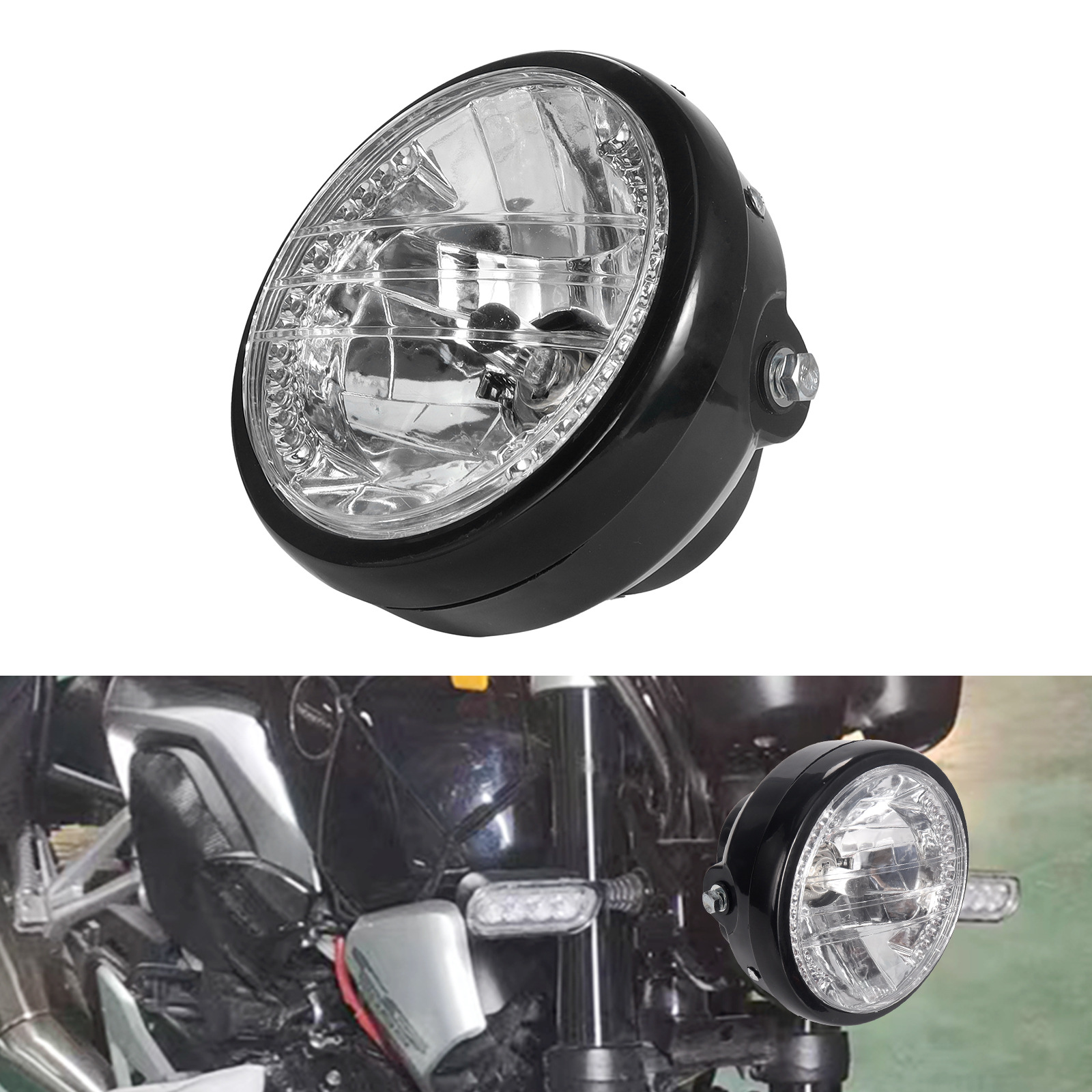 7 inch Motorcycle Headlight Angel Eye LED Turn Signal H4 Headlamp Assembly