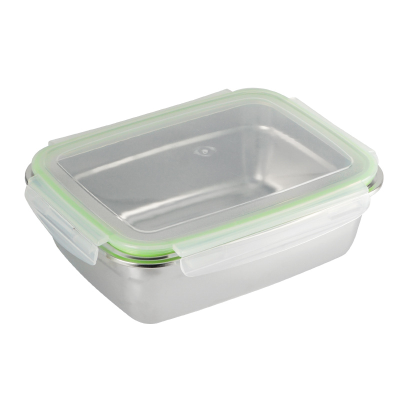 304 de acero inoxidable crisper alimentos grado espesado refrigerador sellado caja de almacenamiento Bento caja de almuerzo caja de almacenamiento multiusos