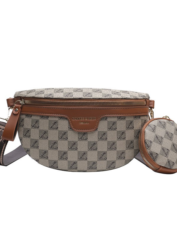 Bolso femenino 2025 transfronterizo nuevo estilo coreano moda moda a cuadros bolsa de pecho riñonera bolsa de mensajero de un solo hombro de alta gama de nicho