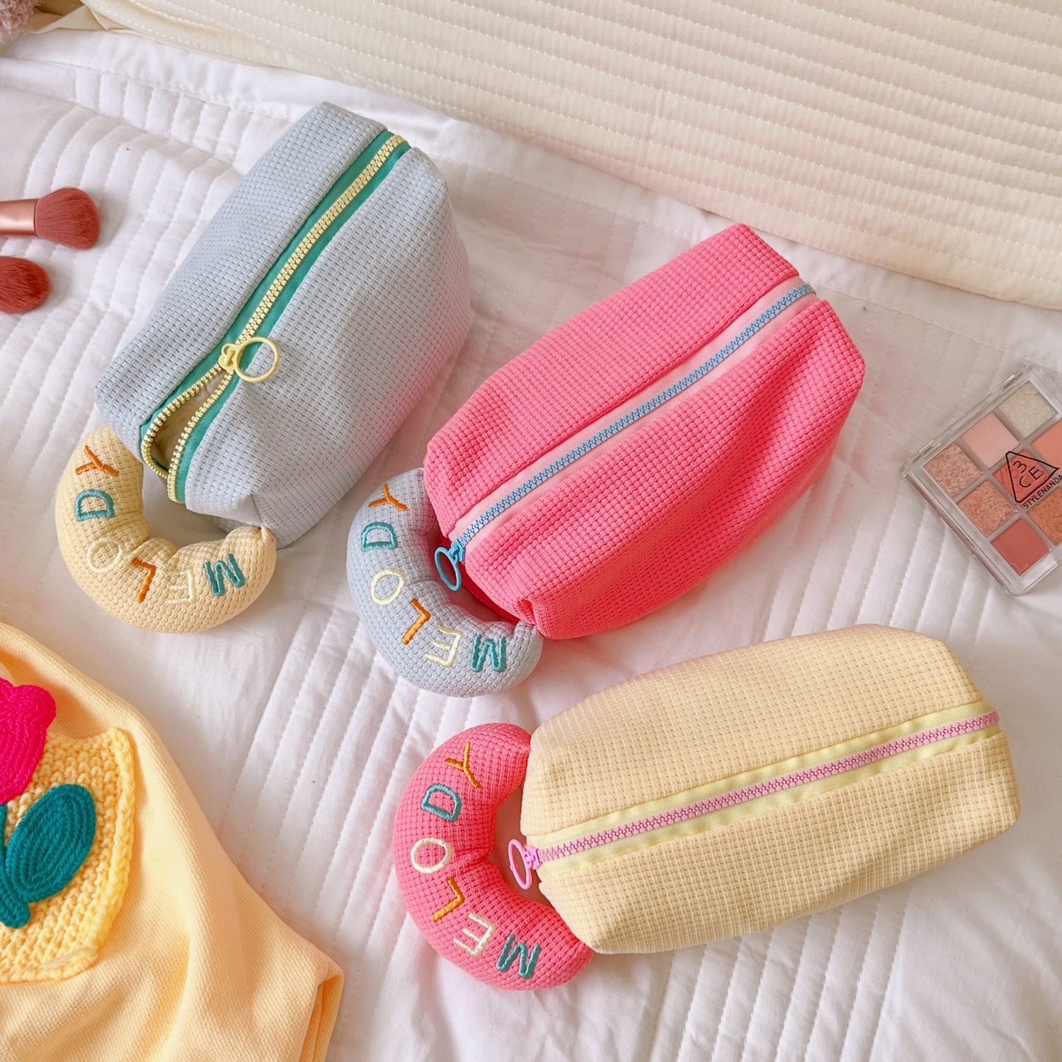Cute Solid Color Plush Large Capacity Pencil Bag Girl Stationery display picture 2
