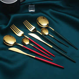 亚马逊跨境不锈钢餐具刀叉勺葡萄牙套装餐具西餐四主件牛排刀叉勺
