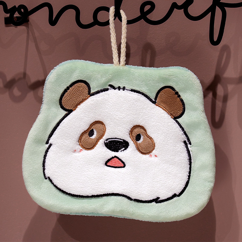 Panda lindos toallas de lana de coral siete niños flores colgantes toallas pequeñas súper absorbentes de agua secado rápido toallas cuadradas para niños