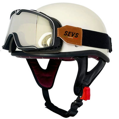 retro helmet men's and women's, Motosiklet kaskı (dəbilqə) - milk-white-large-frame-goggles-m