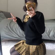 校供感向日葵短裙原创JK制服针织衫套头毛衣叠穿显瘦学院风少女
