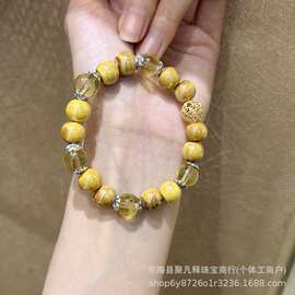 原创设计流通处新款香灰瓷显白黄财神心经民族风手链手串直播供货