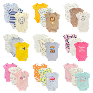 Europe and the United States baby Summer short-sleeved conjoined bag fart crawling cotton jacket 3-piece source factory wholesale body