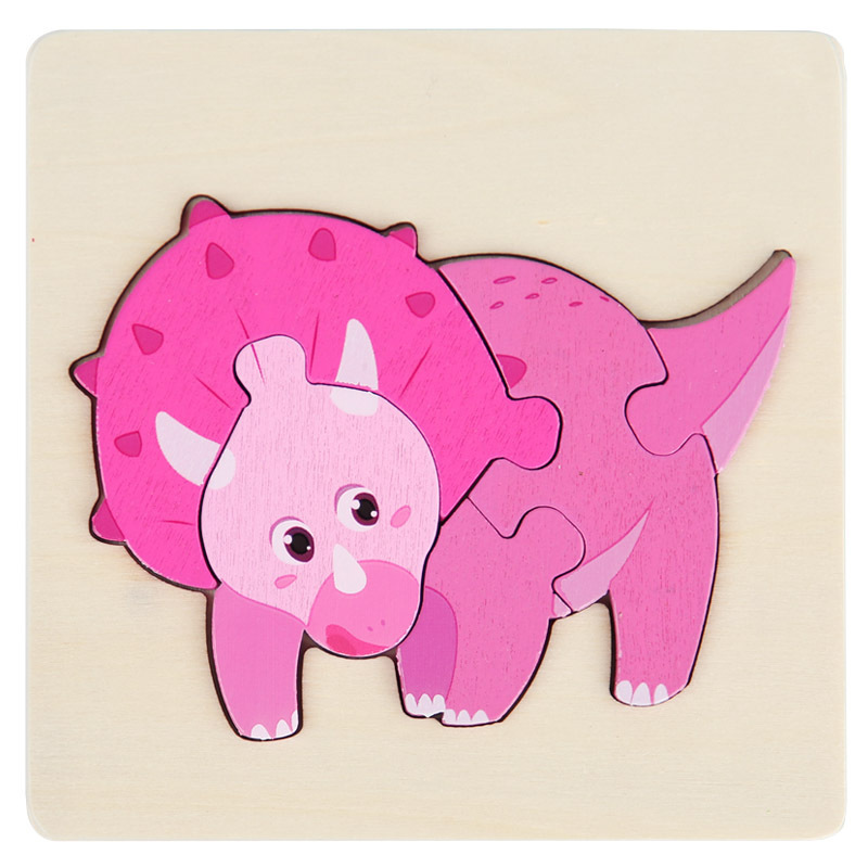 Rompecabezas de dinosaurio cognitivo de dibujos animados transfronterizos para niños nuevos juguetes educativos para bebés rompecabezas tridimensional al por mayor