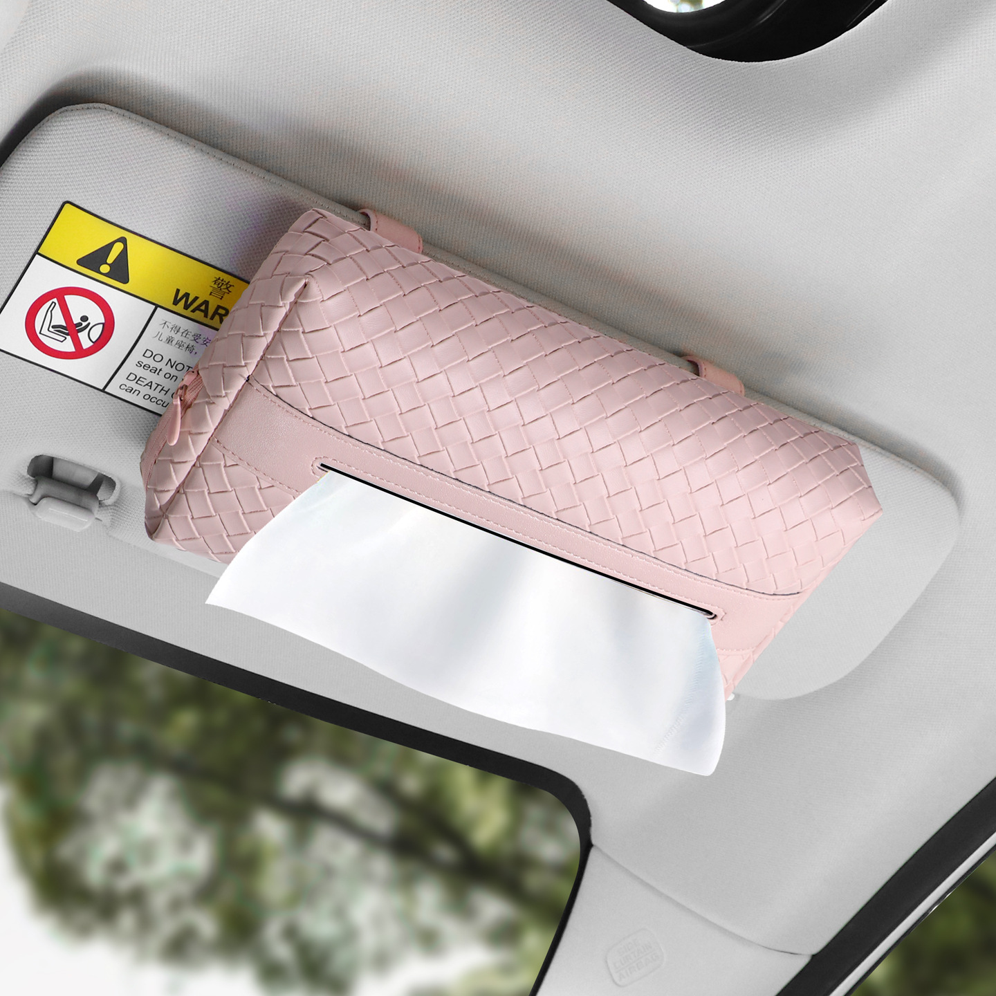Car tissue box/set | KAKTUS Case Set Woven - sun-visor-tissue-box-pink