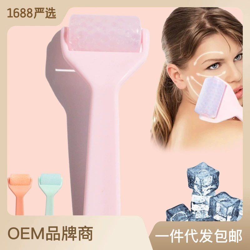 Ice, transparent gel, cosmetic massager for face