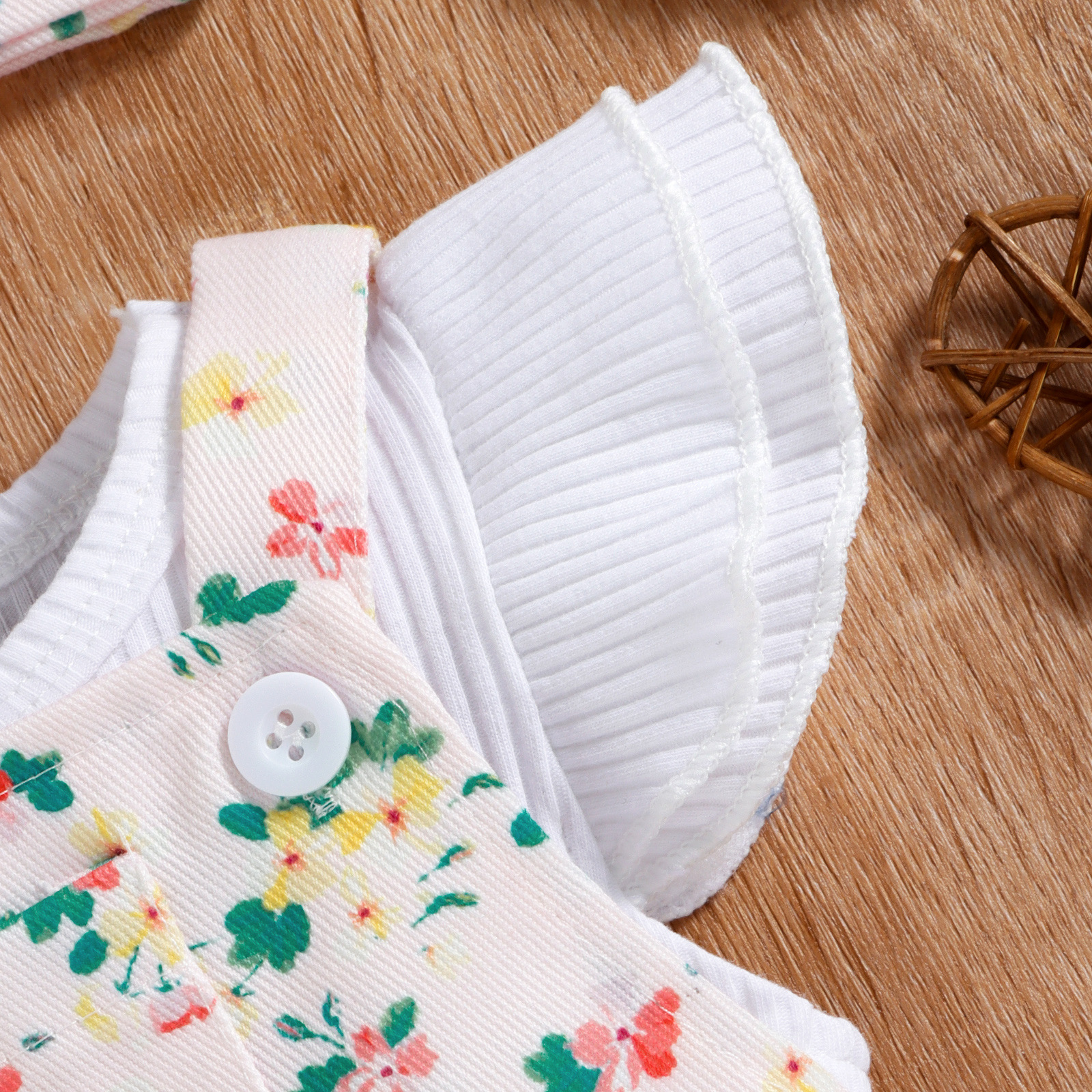 2 Piece Set Quantity Street Occasion Round Neck Neckline Regular Fit Fit Type Simple Style Flower Cotton Girls Clothing Sets