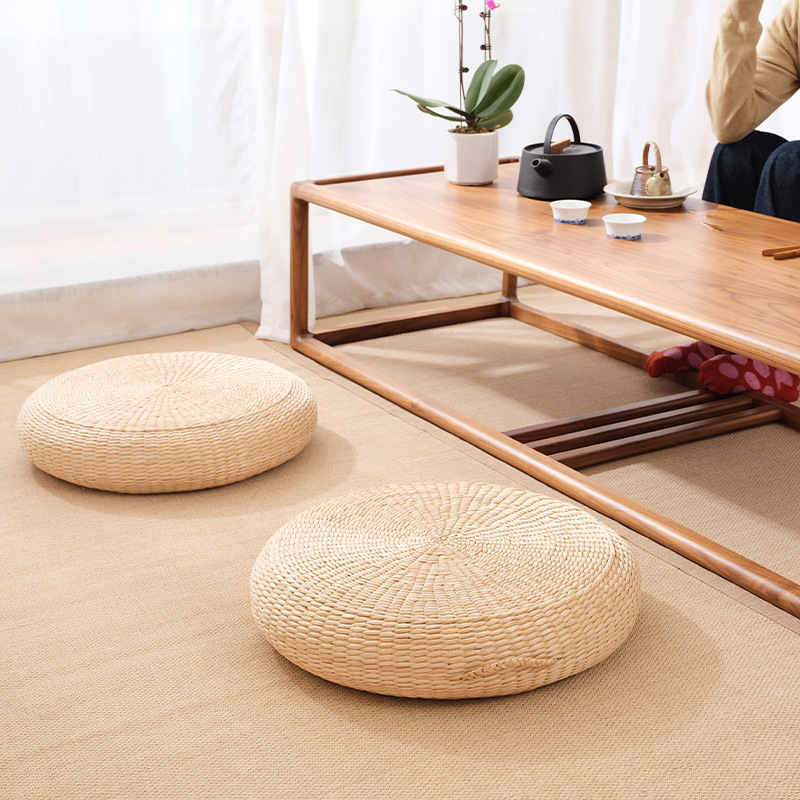 Cojín de futón de tatami de estilo japonés, piso perezoso en casa, meditación, estera de paja, ventana salediza suave