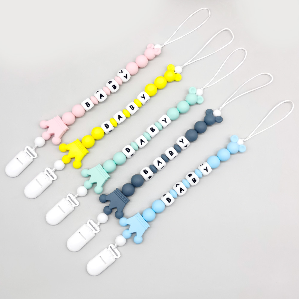 Amazon AliExpress baby pacifier anti-drop chain cartoon crown bite molar tooth glue anti-drop chain