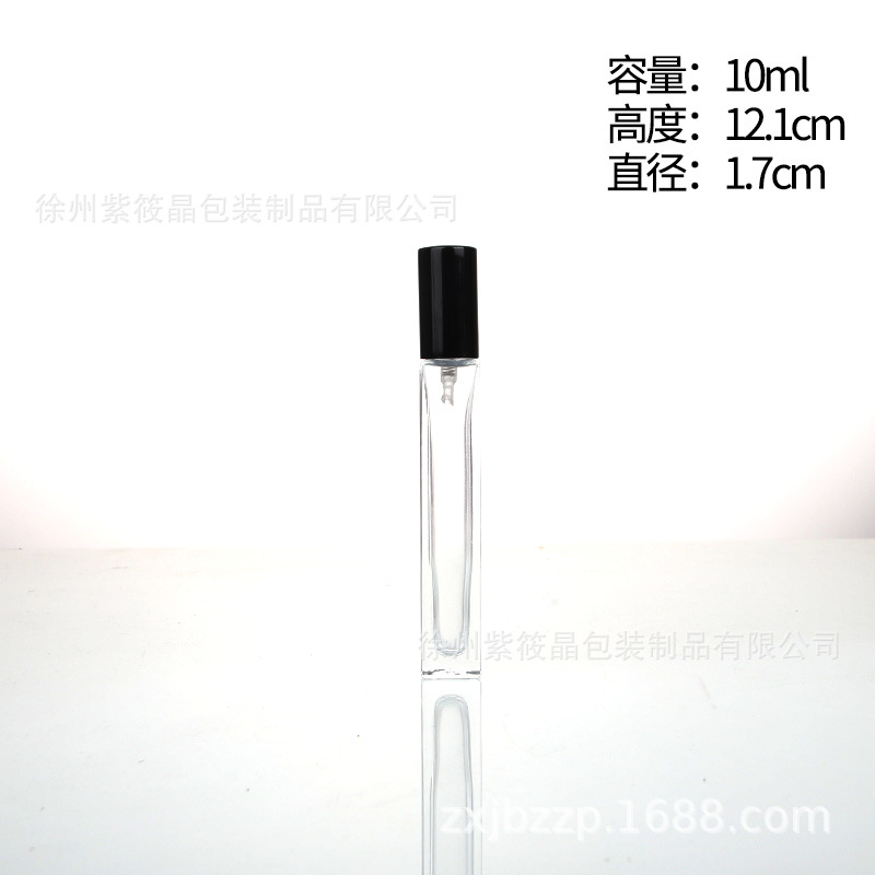 Botella de perfume cuadrada de 10ml, botella de muestra de perfume de vidrio transparente, botella de spray cosmético, botella de recarga de perfume de 5ml