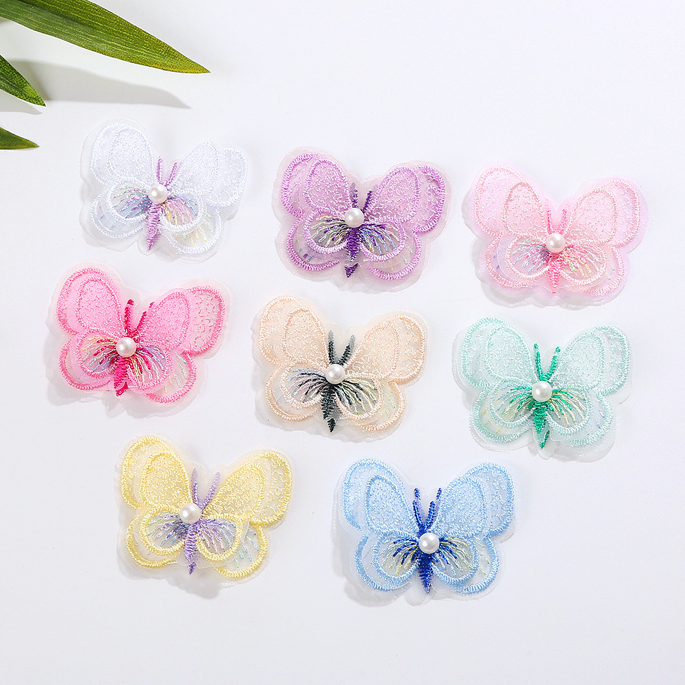 复古刺绣蝴蝶饰品配件服装服饰双层网纱鞋帽毛衣装饰材料蝴蝶贴花