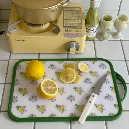 Korean blogger's same retro floral cherry chopping board ins kitchen cutting vegetable and fruit double-sided chopping board photo prop