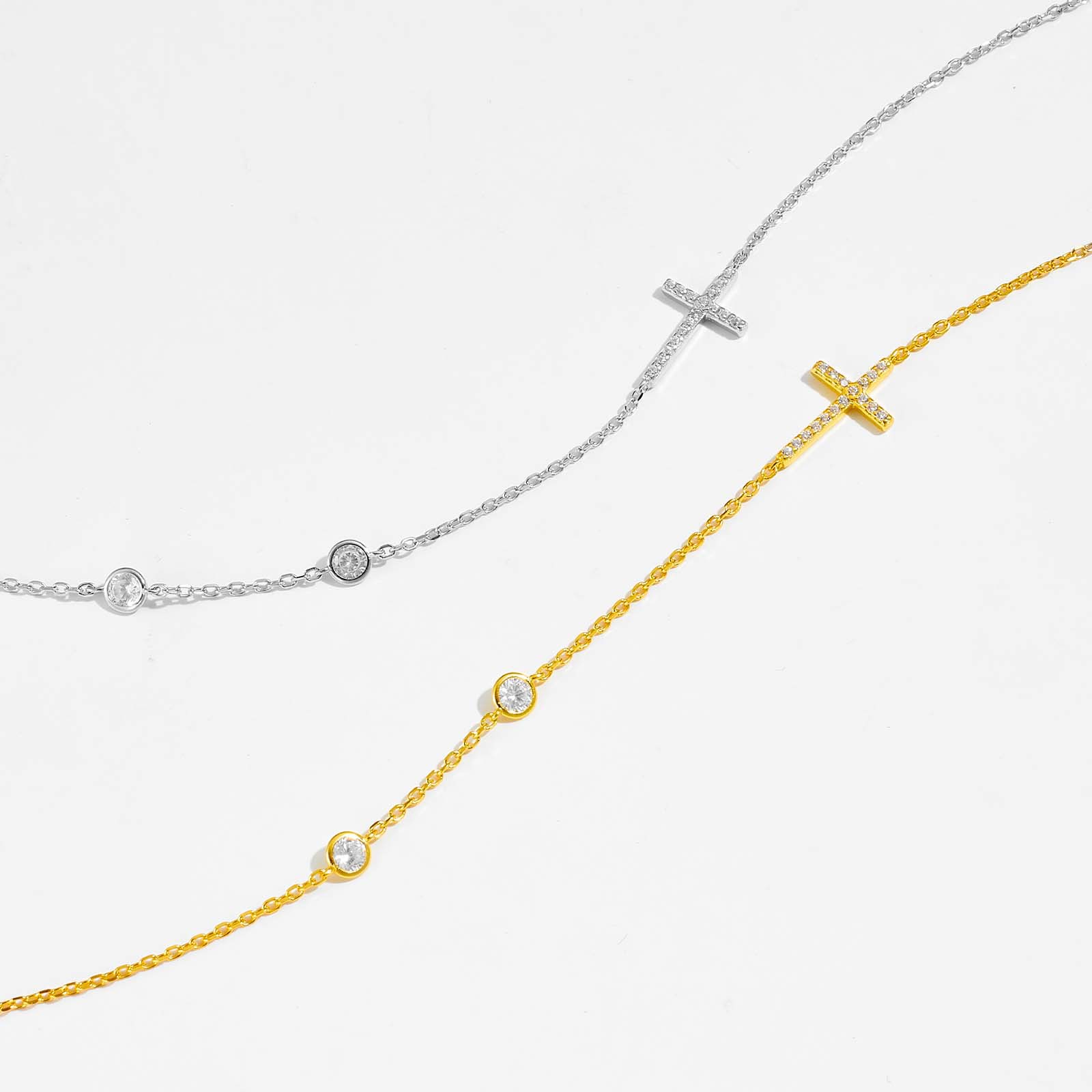 cable chain Chain Type 1 Piece Quantity 925 Sterling Silver Rhinestones Inlay Solid Color Pendant Necklace