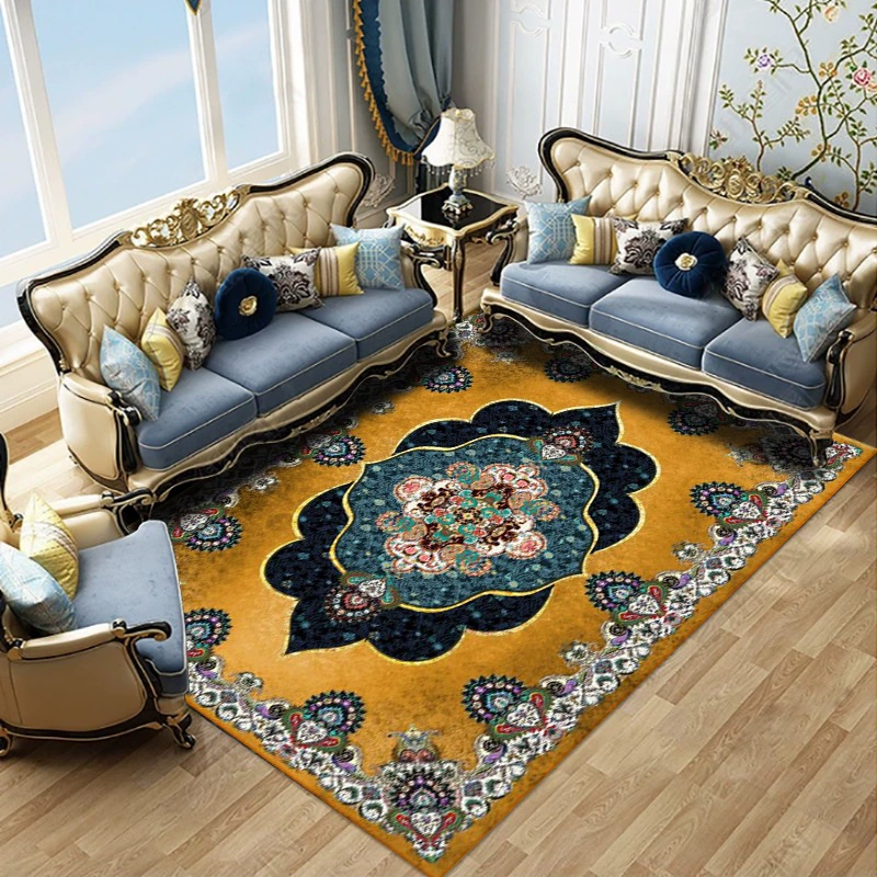 Area rug Persian‑style, retro ethnic boho design, for coffee table/sofa/bedside, multiple sizes