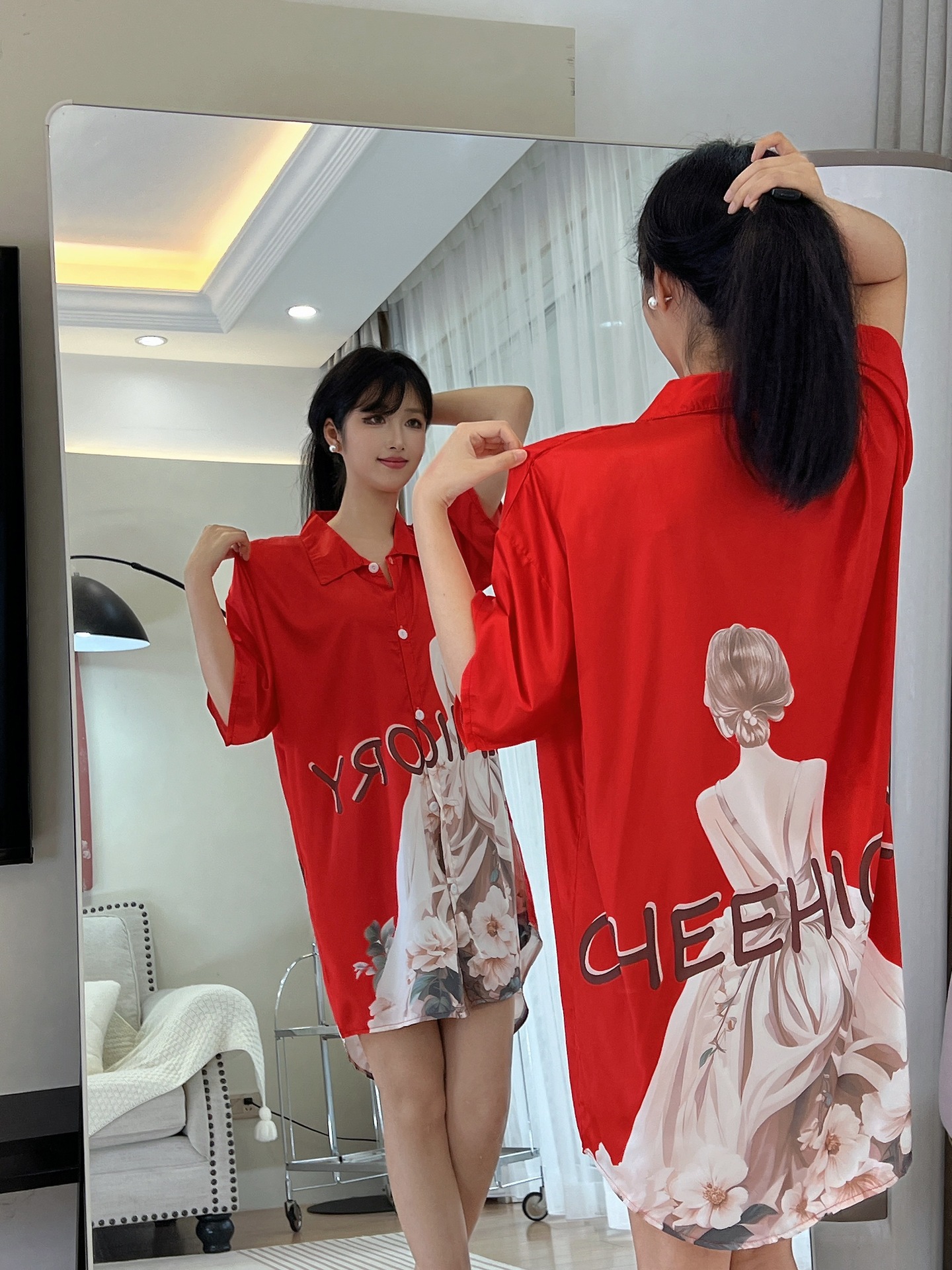 Red wedding dress girl