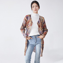 女装外套高级感三宅专柜品质印花中长款宽松时尚气质百搭开衫外搭