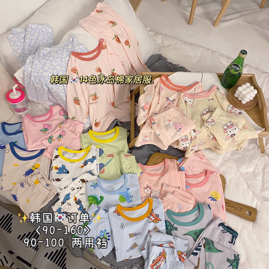 儿童七分袖家居服睡衣套装男女童内衣内裤婴幼童套装