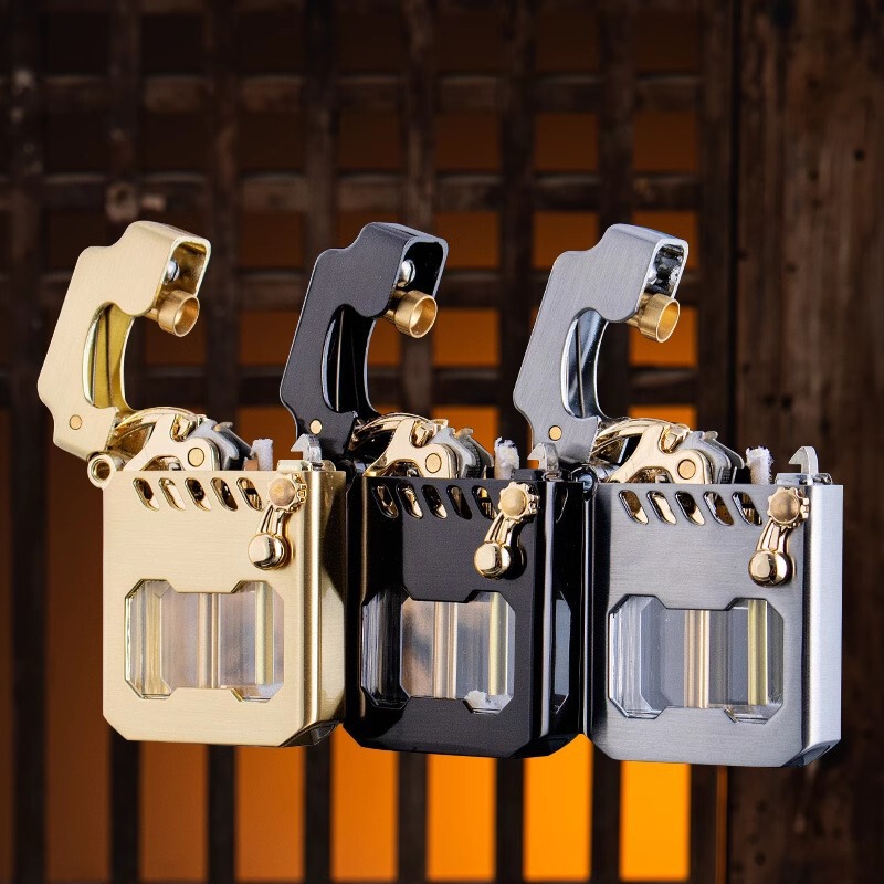 genuine goods Zorro Kerosene Lighter One Button Ejection Cyber Mecha Transparent Warehouse Rocker Arm Classic Lighter Wholesale Men