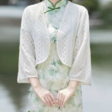 新款蕾丝开衫女夏季薄款旗袍披肩配吊带裙外搭短款外套新中式国风