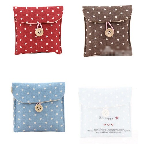 Korean polka dot sanitary napkin bag, sanitary napkin storage bag, coin purse for sanitary napkins
