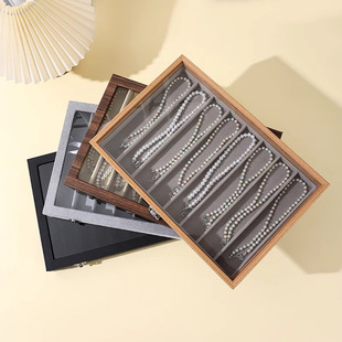 Pearl Necklace Storage Box with Lid Glass Large Capacity Dustproof Jewelry Box Bracelet Hairpin Thick Necklace Collectible
