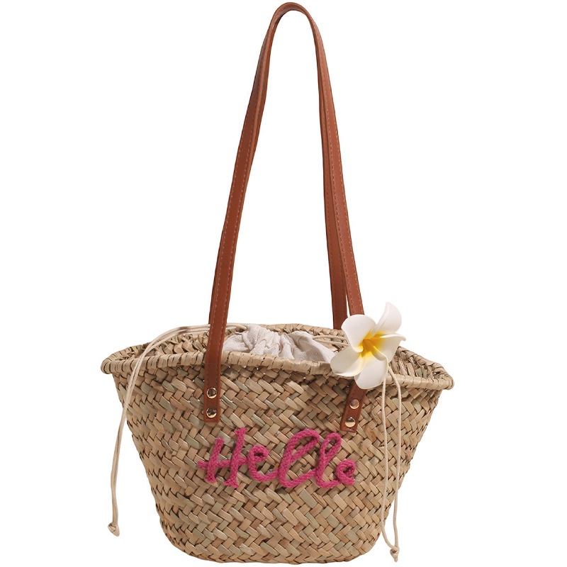 Bolso de verano para mujer, bolso versátil 2025, bolso de hombro de paja tejido sencillo para vacaciones, nuevo estilo.