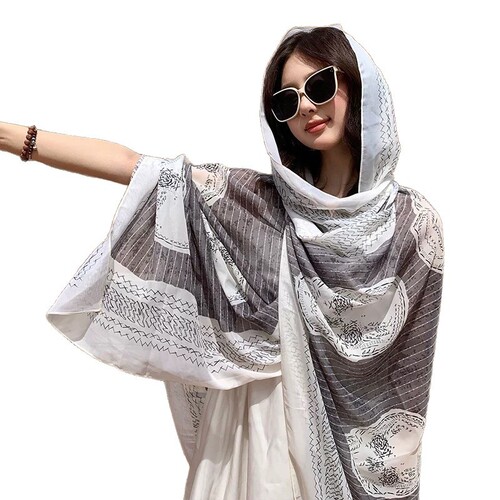2025 new Youruoya silk scarf for women's beach sun protection shawl Sanya seaside shawl scarf for summer thin style