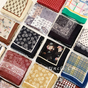 2025 new atmosphere scarf for women Korean small square scarf tied with thin neck small scarf retro floral headscarf hair strap