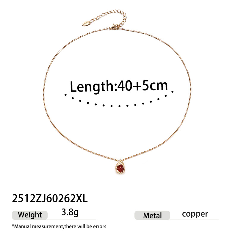 Elegante colgante de ágata rojo para mujeres simple estilo retro otoño y invierno estilo de calidad cadena de clavícula ligera lujoso nicho sentido de alta calidad