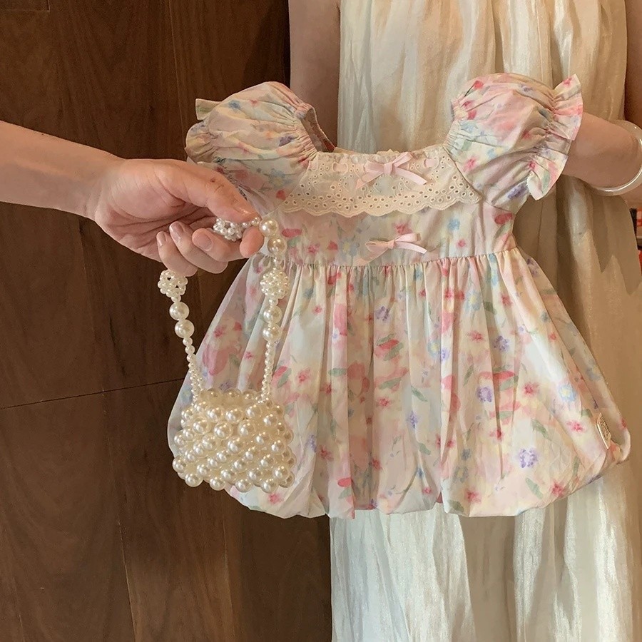 Vestido floral de siete niñas de limón salado, estilo de verano, nuevo estilo de vacaciones, niña, bebé, dulce falda de estilo occidental, un año