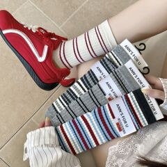 秋冬条纹ins风堆堆袜抗起球无骨缝头中筒女袜 秋冬微压百搭袜子女